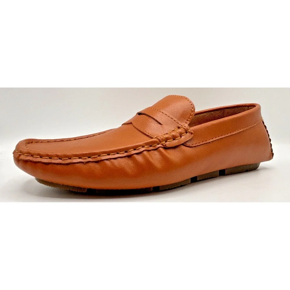 Jousen Milan Men's Penny Loafers Tan Slip On Driving Shoes Casual Size 8